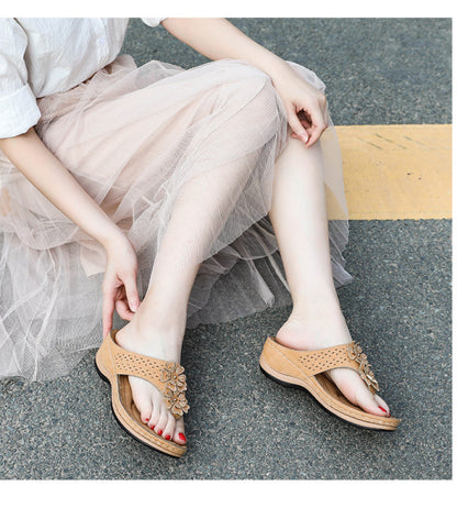 Women 5 Colors Handmade Retro Flowers Sandals