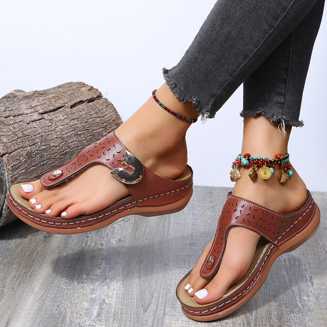 Women 5 Colors Handmade Retro Flowers Sandals