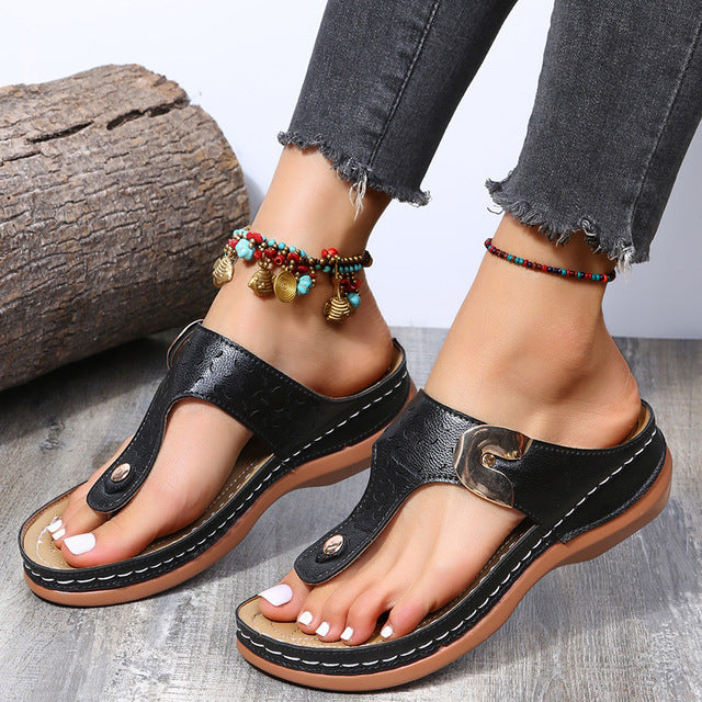 Women 5 Colors Handmade Retro Flowers Sandals