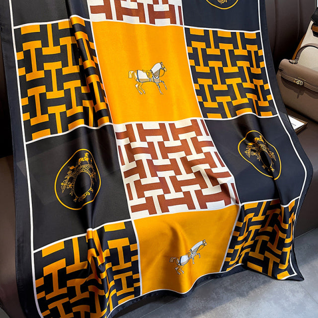 Women Silk Handmade Large Square Scarfs