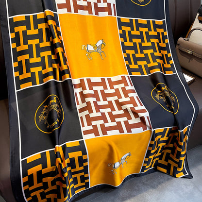 Women Silk Handmade Large Square Scarfs