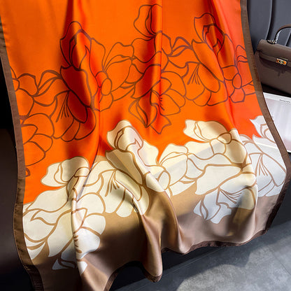 Women Silk Handmade Large Square Scarfs