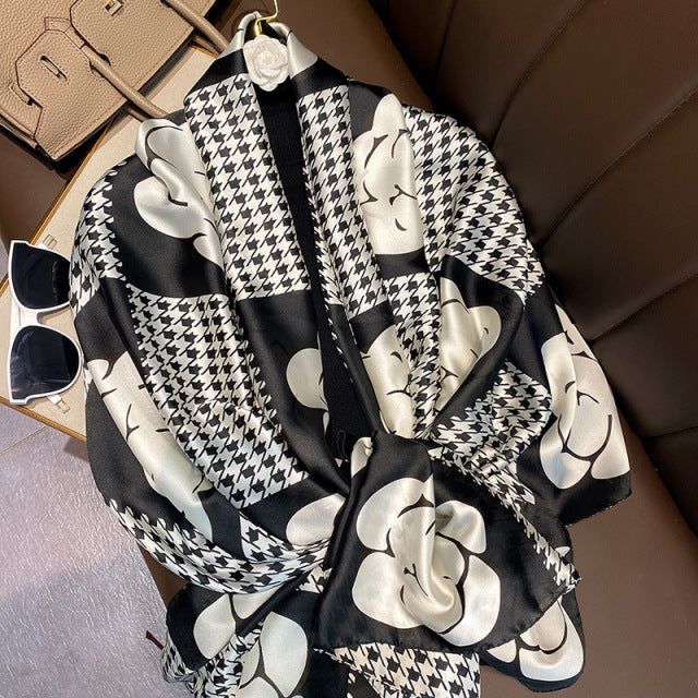 Women Silk Handmade Large Square Scarfs