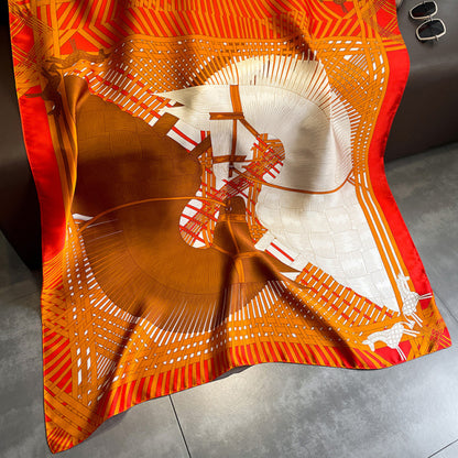 Women Silk Handmade Large Square Scarfs