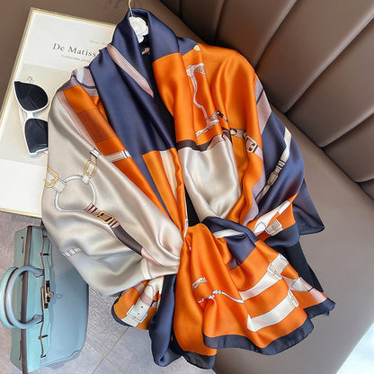 Women Silk Handmade Large Square Scarfs