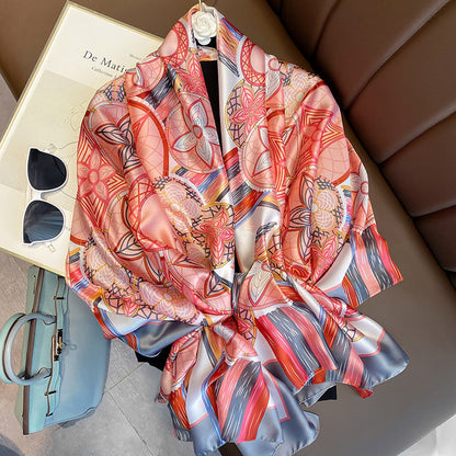 Women Silk Handmade Large Square Scarfs