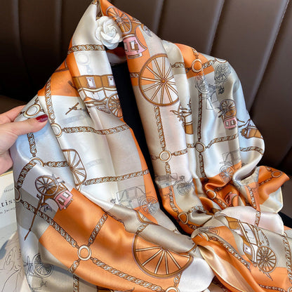 Women Silk Handmade Large Square Scarfs