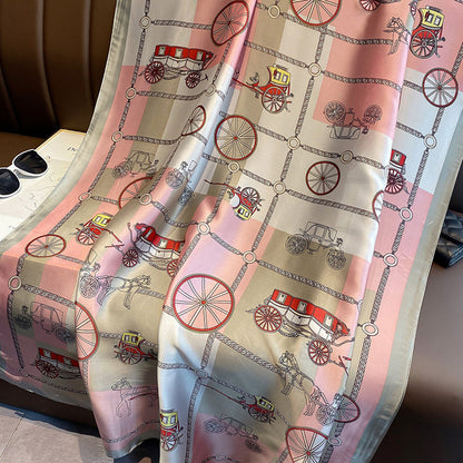 Women Silk Handmade Large Square Scarfs