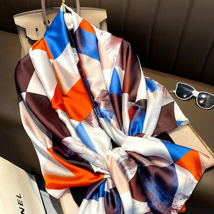 Women Silk Handmade Large Square Scarfs