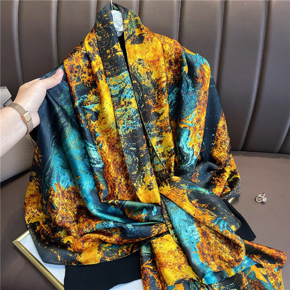 Women Silk Handmade Large Square Scarfs