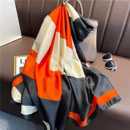 Women Silk Handmade Large Square Scarfs