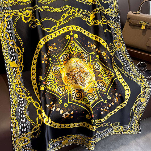 Women Silk Handmade Large Square Scarfs