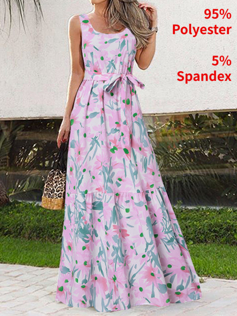 Women Maxi Sexy Sleeveless Print Party Dress