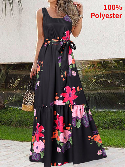 Women Maxi Sexy Sleeveless Print Party Dress