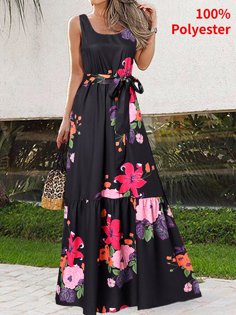 Women Maxi Sexy Sleeveless Print Party Dress