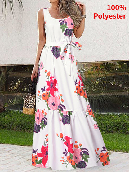 Women Maxi Sexy Sleeveless Print Party Dress
