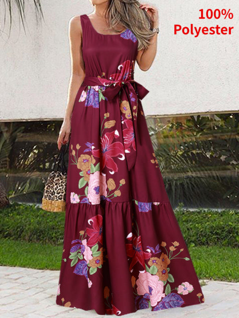 Women Maxi Sexy Sleeveless Print Party Dress