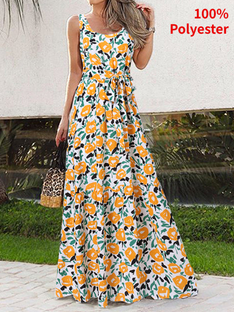 Women Maxi Sexy Sleeveless Print Party Dress