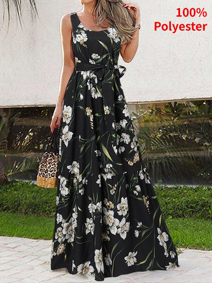 Women Maxi Sexy Sleeveless Print Party Dress