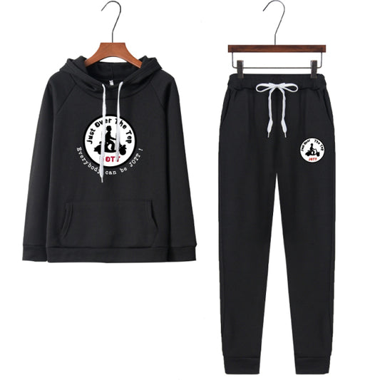 New Women Printed Casual Long Sleeve Fashion Pullover Hoodie and Sweatpants Set