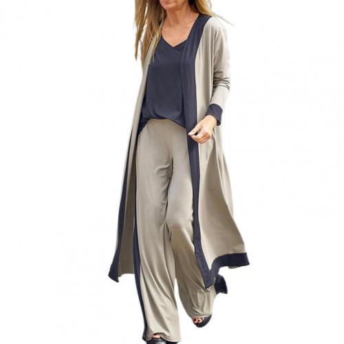 Stylish Cardigan Coat Sling Top Pants Homewear Set Three-Piece Women Outfit