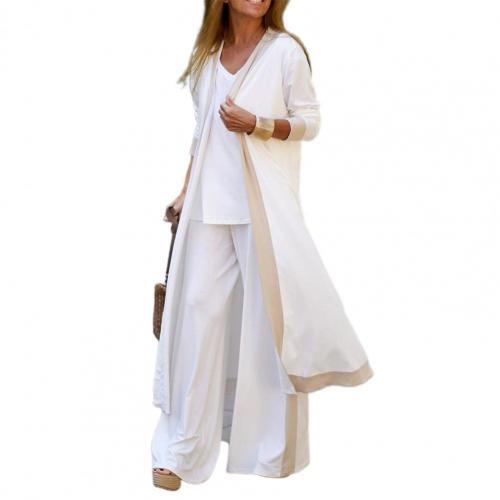 Stylish Cardigan Coat Sling Top Pants Homewear Set Three-Piece Women Outfit