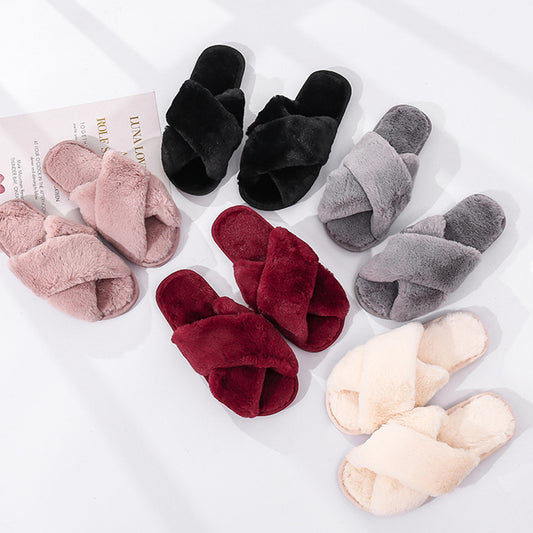 Women Faux Fur Fashion Warm Slippers