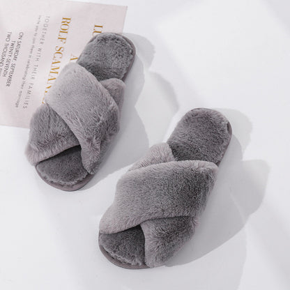 Women Faux Fur Fashion Warm Slippers