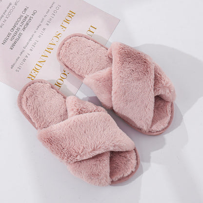 Women Faux Fur Fashion Warm Slippers