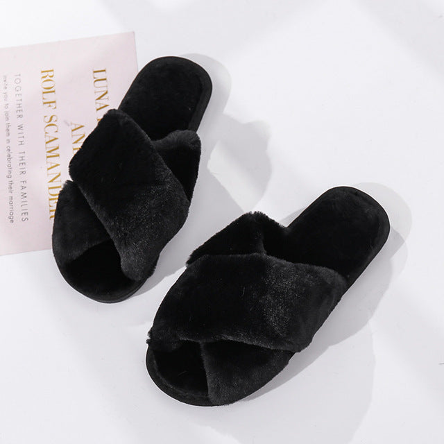 Women Faux Fur Fashion Warm Slippers