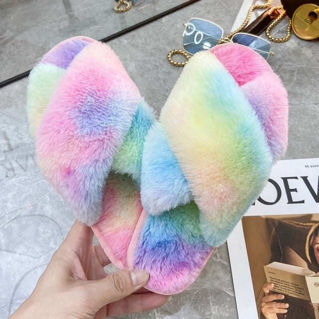 Women Faux Fur Fashion Warm Slippers