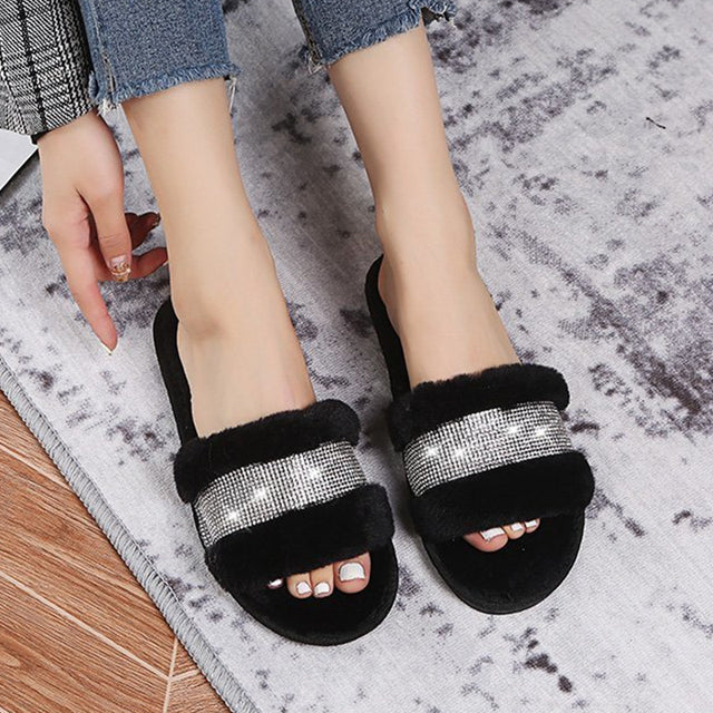 Women Faux Fur Fashion Warm Slippers