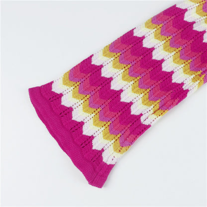 Women Stripe Knit Beach Bodycon Backless Long Sleeve Dress